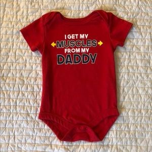 5/$5 Carter’s onsie. Muscles like daddy